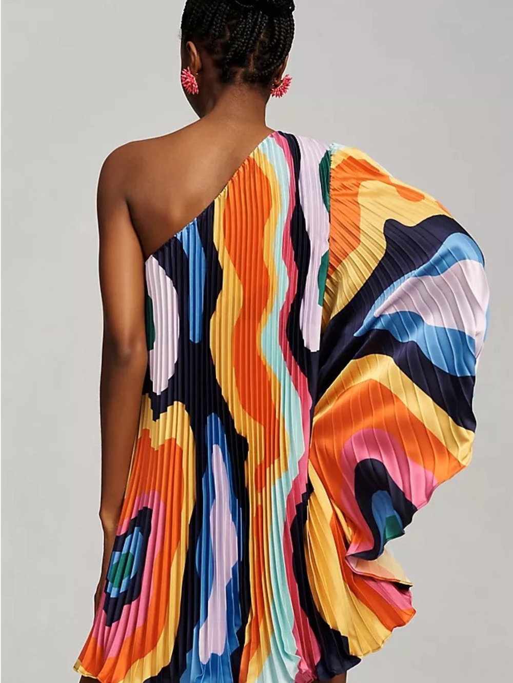 Anthropologie Hutch One-Shoulder Pleated Romper Retro 70s Style Medium